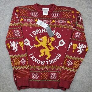 Game Of Thrones Sweater Mens Medium Red‎ Cotton Crewneck Tyrion Ugly Christmas